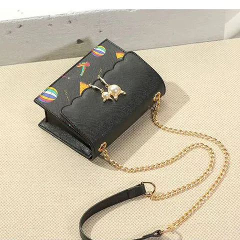 New Trendy Korean Style Wild Chain Girl One shoulder Messenger Bag Fashion Black - Shop at LoveMi