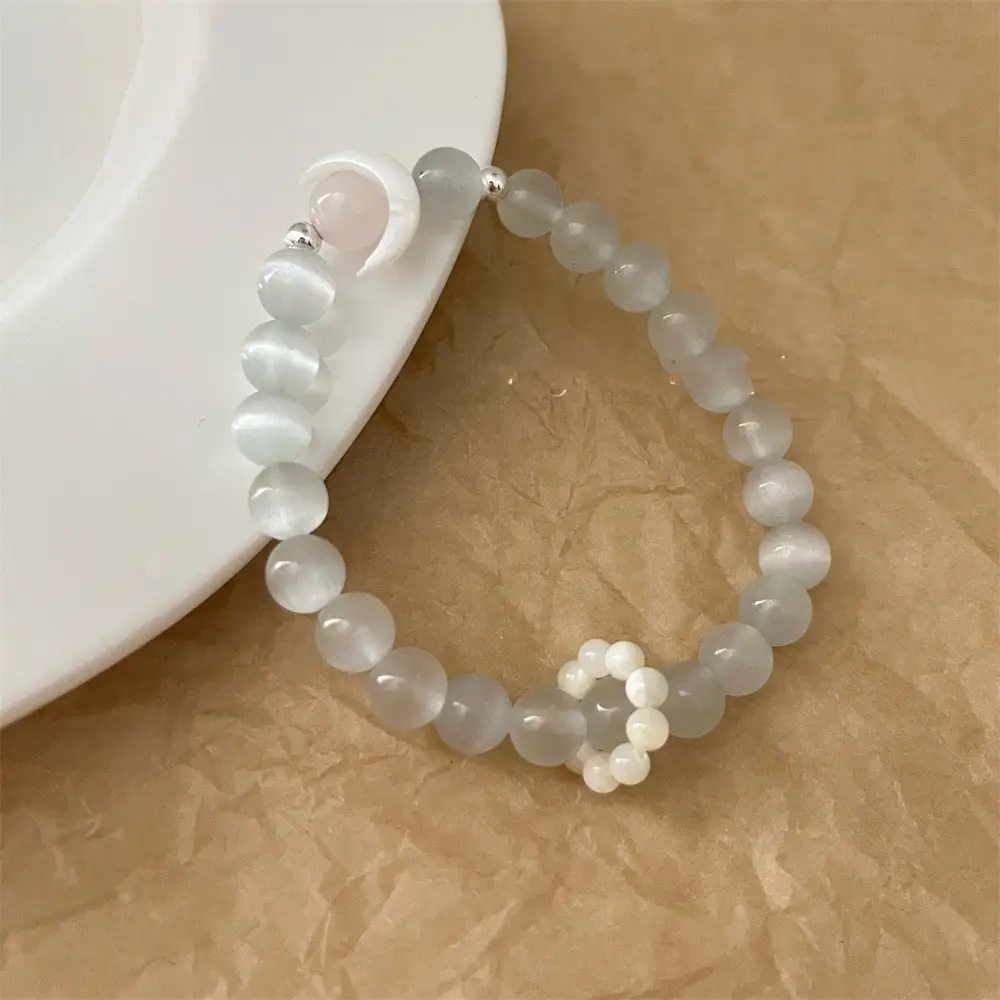 Light Luxury Moon Shell Powder Crystal Cat's Eye Hand String