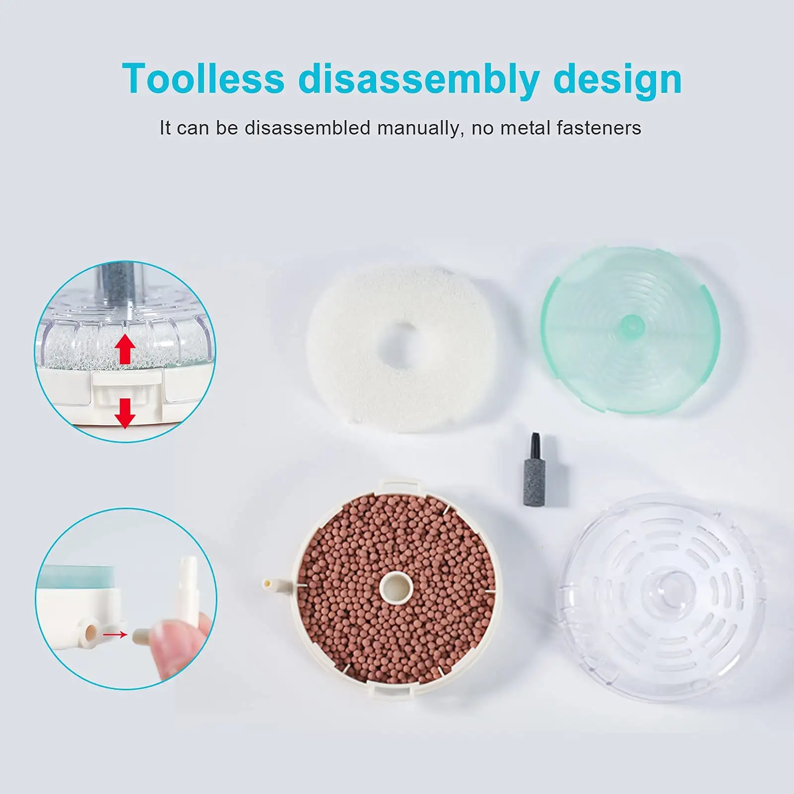 Mini Aquarium Sponge Filter, Small Fish Tank Filter Submersible Fish Filter Built-in Air Bubble Stone And Bio Balls For Fish Tanks Up To 5 Gallon - Air Pump Not