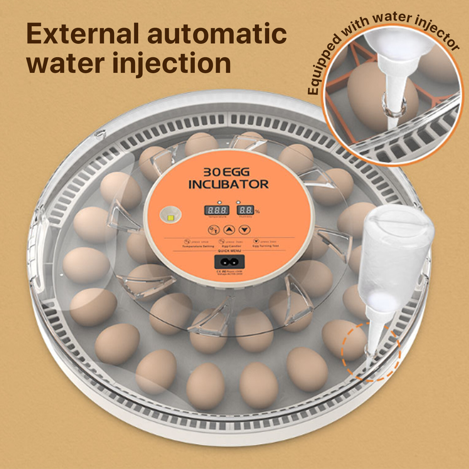 30x Eggs Incubator Temperature Control Chicken Hatcher