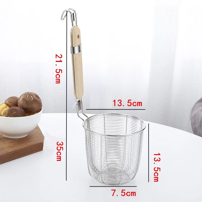 Stainless Steel Colander Noodle Dumplings Mesh Basket For Deep Fryer French Fries - 13.5Cm