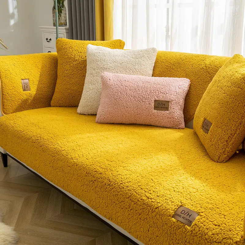 Modern Solid Color Winter Lamb Wool Sofa