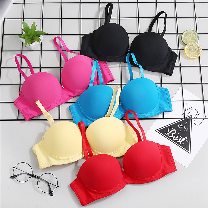 Title 10, Thick cup gathering half cup glossy girls bra. ...