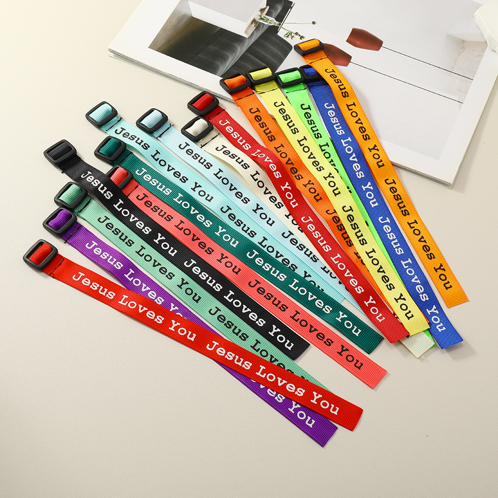 15-color Set English Letter Printing Ribbon Bracelet