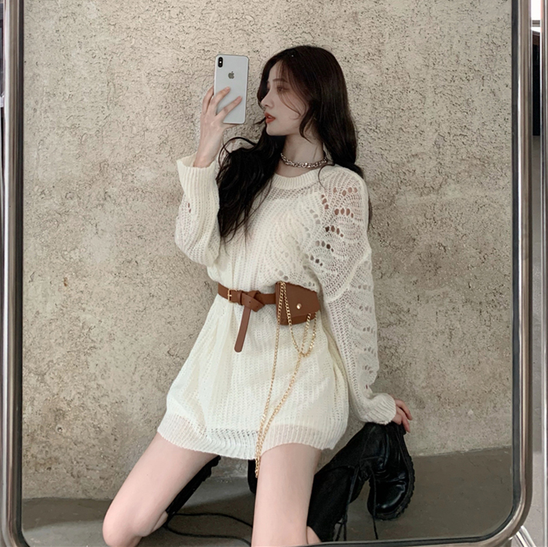 Knitted Sunscreen Blouse Women's Hollow Western Style Loose Top