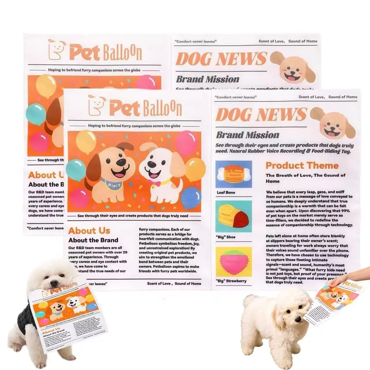 2-Pack Indestructible Newspaper Dog Toy, Creaks Squeaker