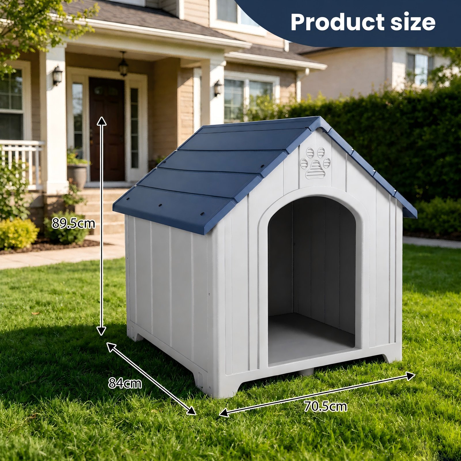 Outdoor Dog House,Weather-Resistant House, Waterproof PP Shelter