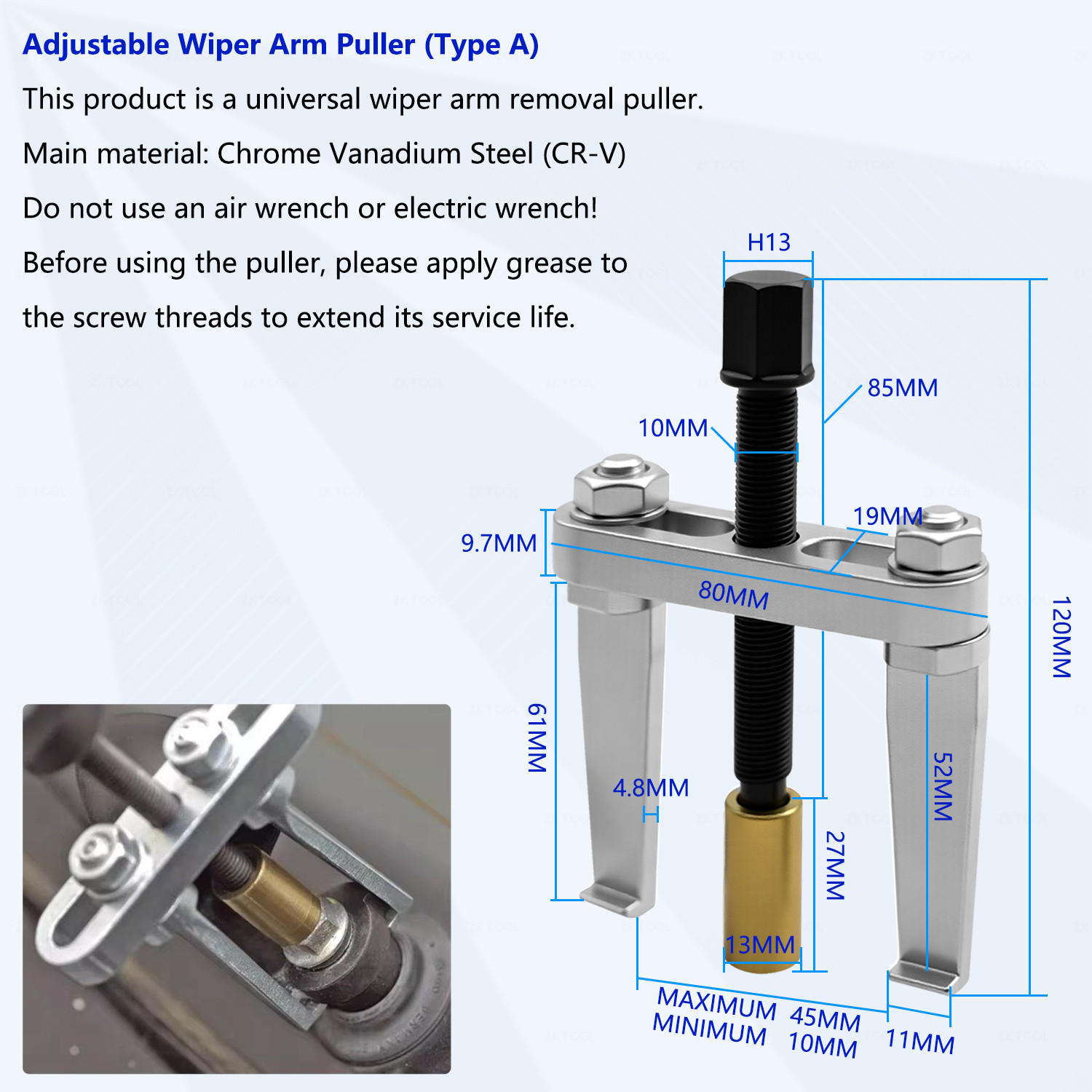 6PCS Car Wiper Arm Removal Puller Extractor Repair Tool Kit Set — image 7