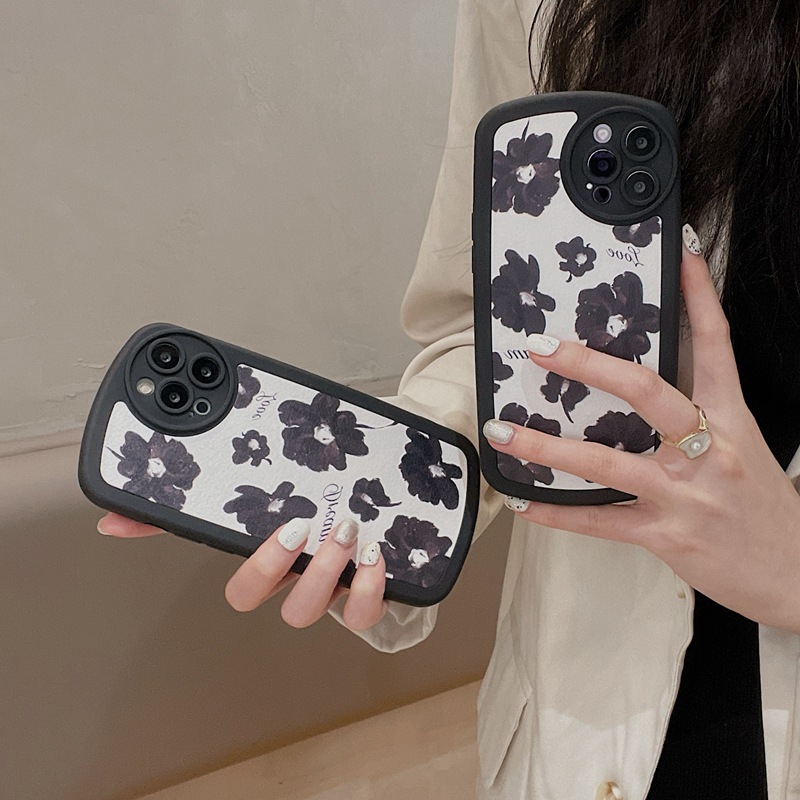 New Style Oil Painting Flower Sticker Leather Phone Case - Image 4