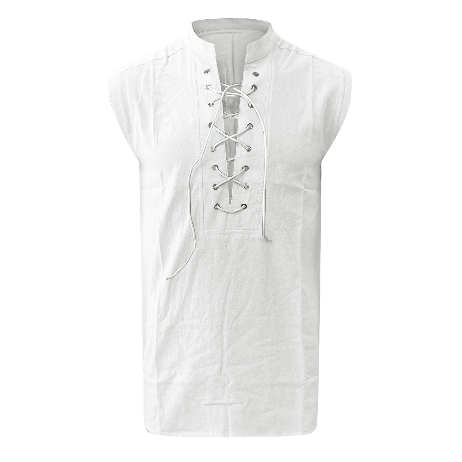 Title 1, Tie Sleeveless Cotton Linen Shirt Slit Tank Top...