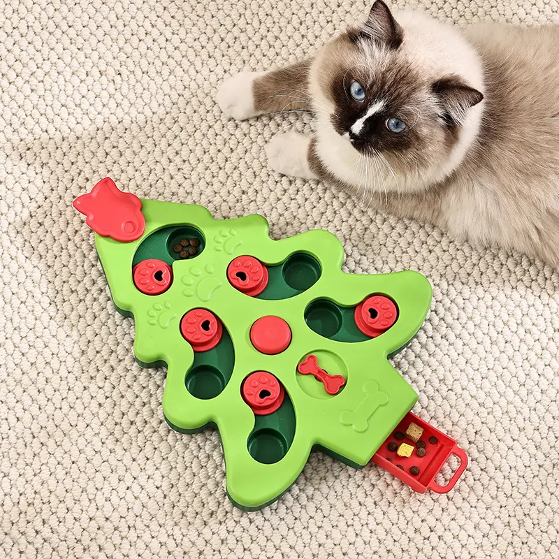 Christmas Tree Cat Puzzle Feeder Slow Bowl