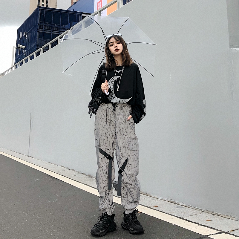 Title 7, Harajuku Fenggang Crack Reflective Pants Men