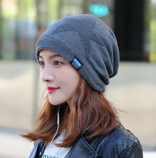 Three Dimensional Five Pointed Star Knitted Hat Dark Grey - Shop at LoveMi