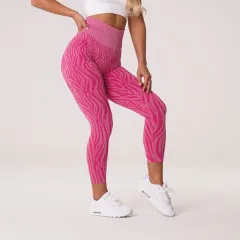 Outdoor Sports Zebra Print Nylon Yoga Pants - Red - View 1