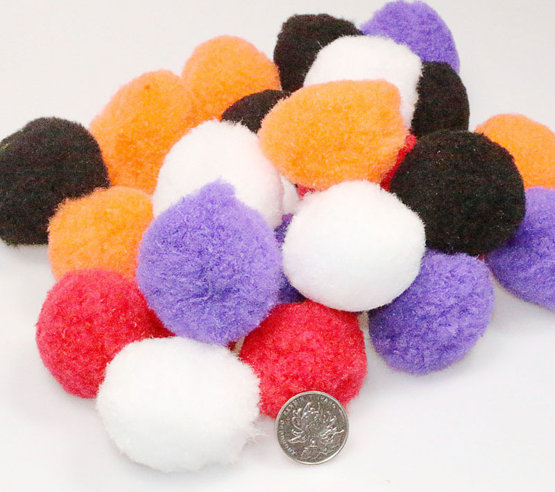 Title 3, Large Medium And Small Colored Pom-poms