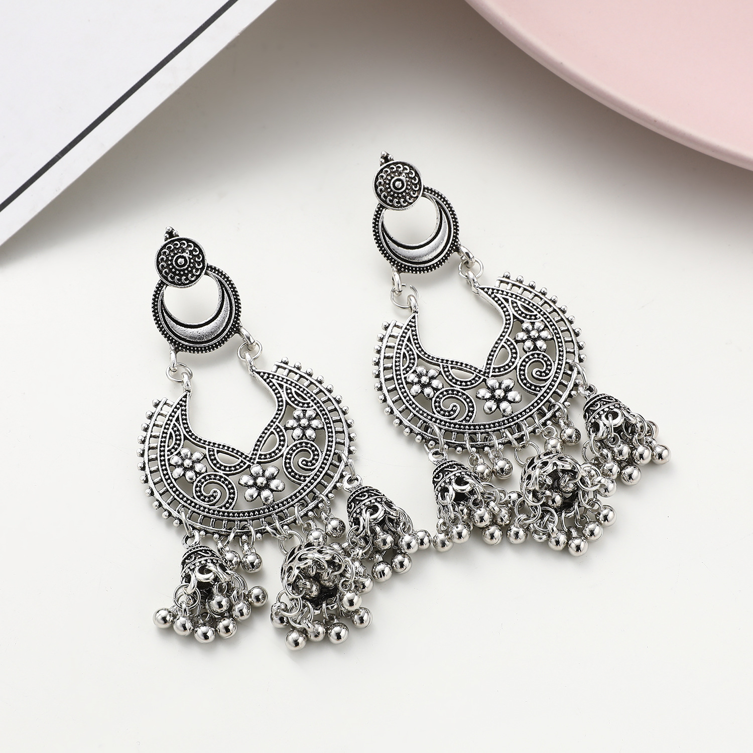 Exaggerated Birdcage Bell Pendant Personality Earrings