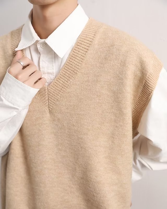 Men's V-neck Fashionable Jacket Sweater Vest Wool