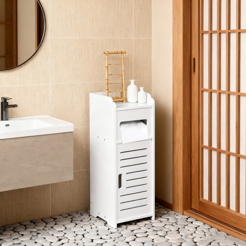 White Bathroom Bedroom Cabinet Drawer Shelf Cupboard Storage Free Standing Floor — image 2