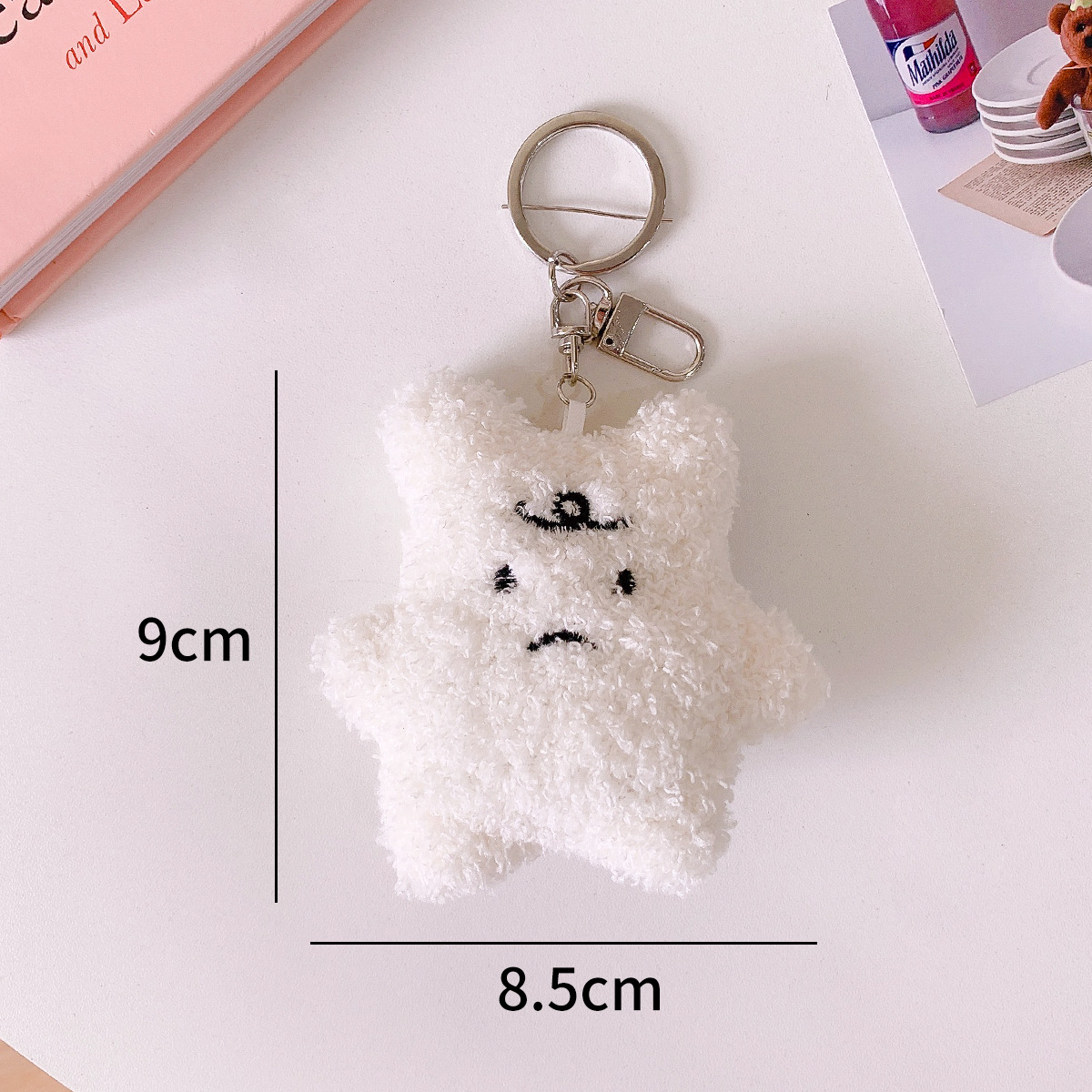 I Hate The Rainy Day Bear Plush Keychain White - Shop at LoveMi