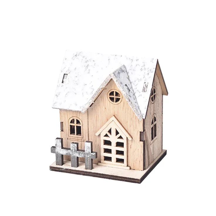 LED Luminous Wooden Christmas Small House – image 6