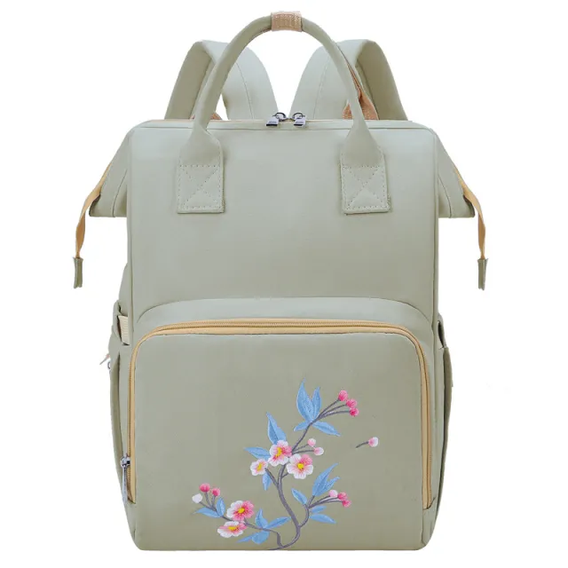 Oxford Mommy Bag Embroidery Maternity And Baby Travel Bag Handbag Green - Shop at LoveMi