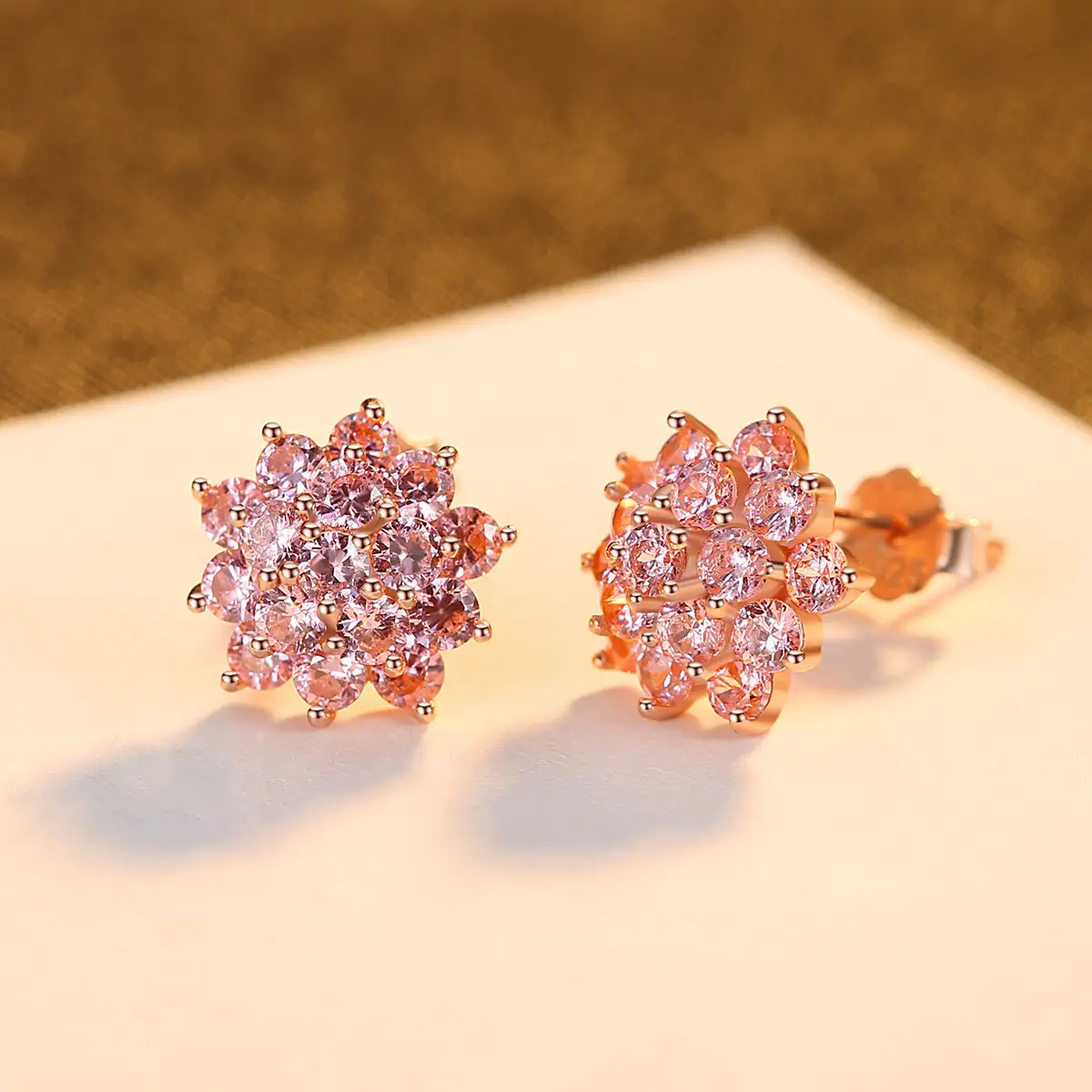 Simple Zircon Flower-shaped Earrings