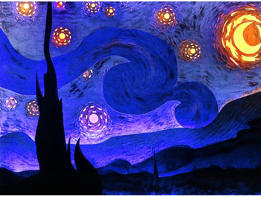 Paper Carving Starry Sky Lamp, picture 3 of 4