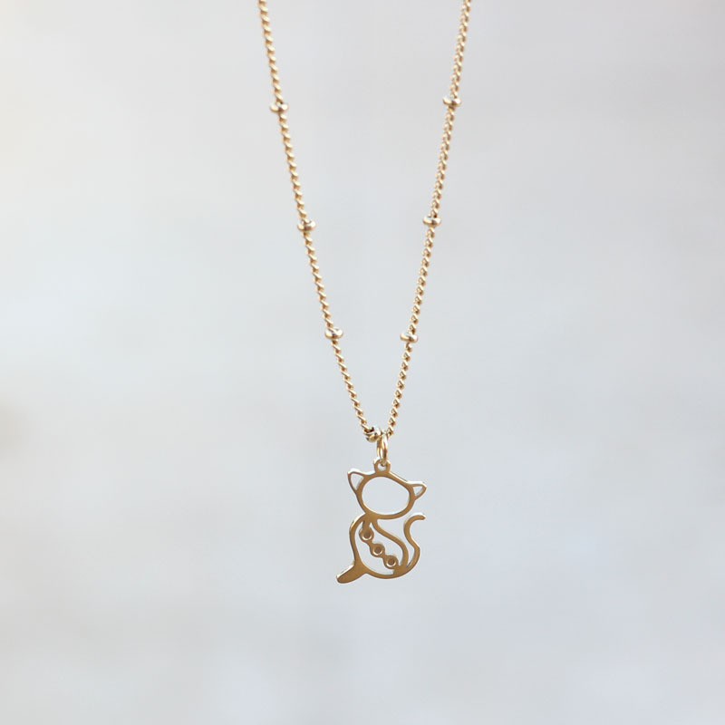 Cat Pendant Necklace Creative Titanium Steel