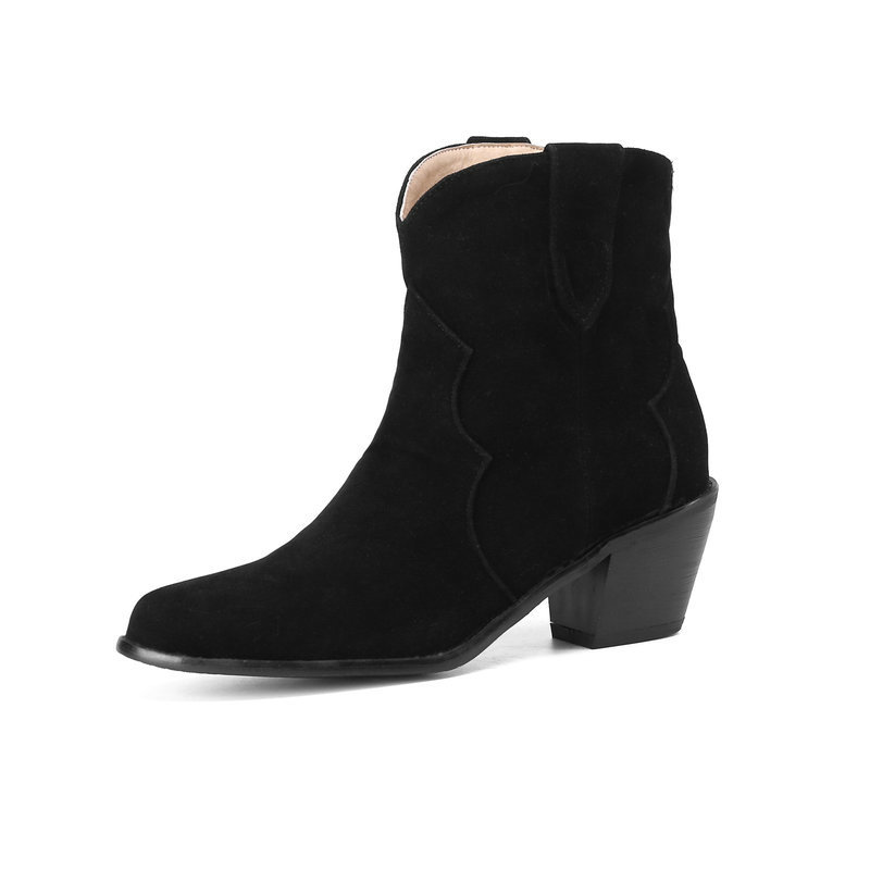 Title 7, Fleece Round Toe Thick Heel Martin Boots