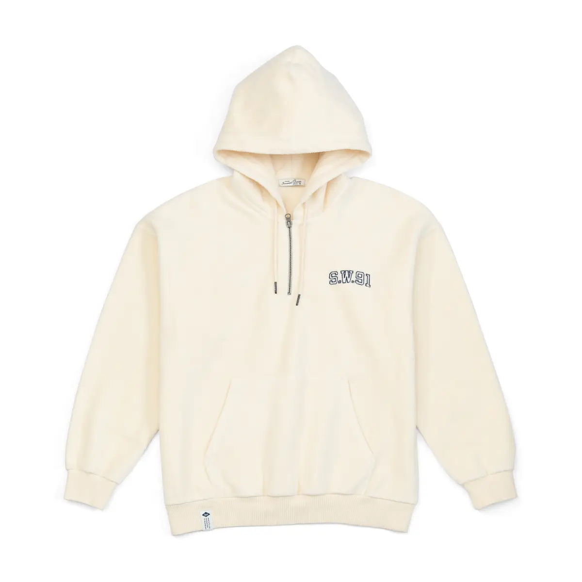 Hooded Embroidery Men's Sweatshirt With Washed Reverse Bottom