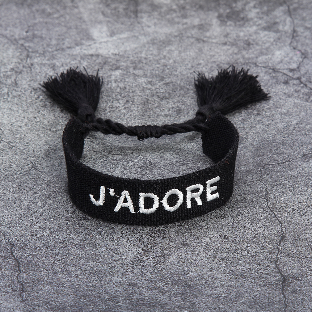 Title 14, French Alphabet Embroidered Bracelet J