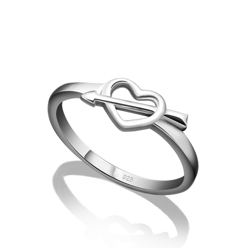 Title 2, Korean Style Heart Ring for Women, Platinum Pla...