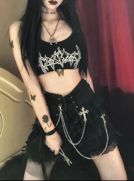 Chain Lace Tie All-match Bust Skirt Pants