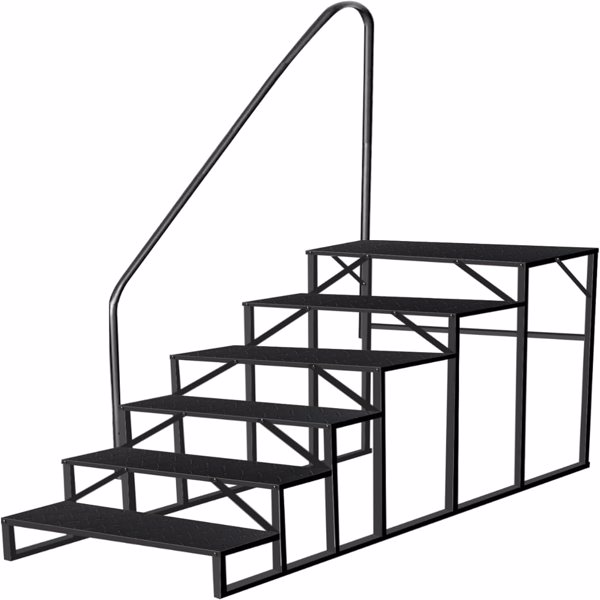 RV Stairs 6 Step Ladder,RV Steps Anti-Slip,Hot Tub Steps With Handrail,660 Lbs RV Ladder For 5th Wheel RV,Mobile Home Stairs 4