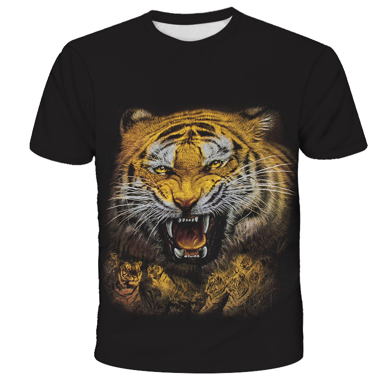 Title 3, Tiger 3D Printed Casual Round Neck Short Sleeve...