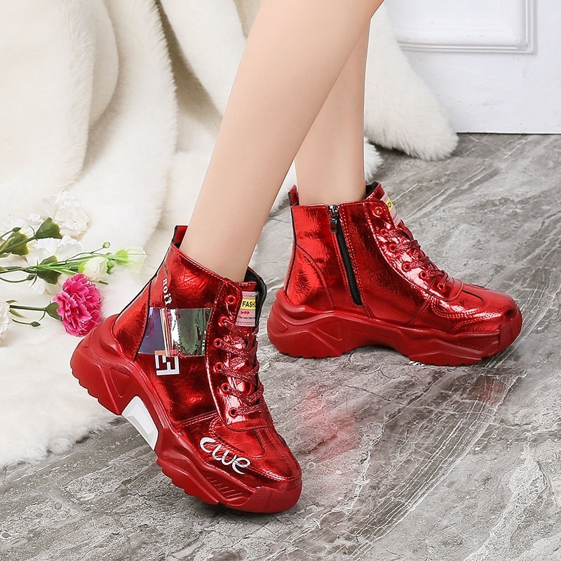 Red hightop cotton shoes