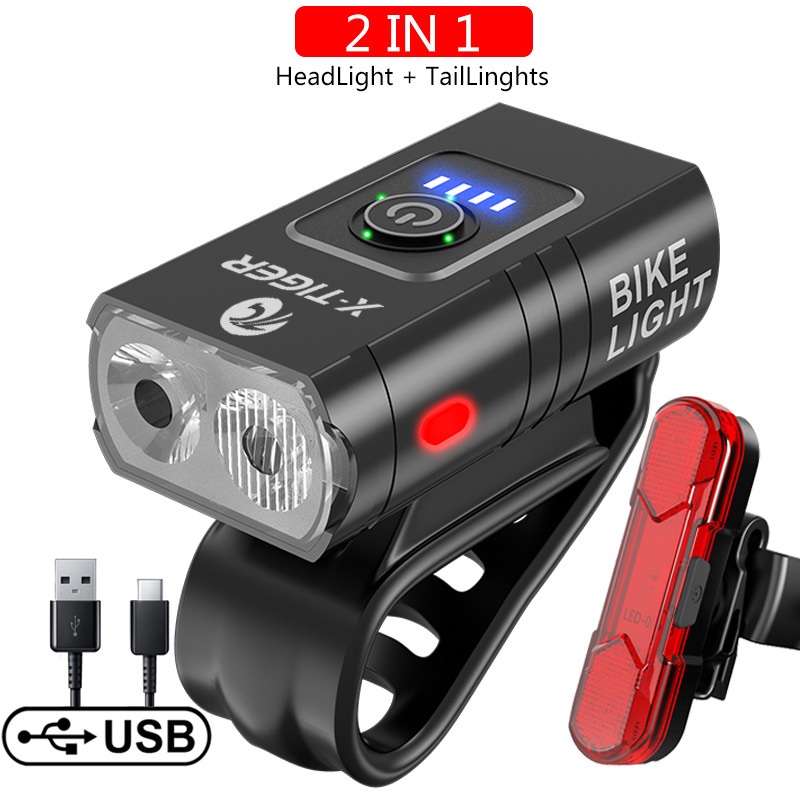 USB rechargeable outdoor waterproof light power display mountain night riding light — foto 2