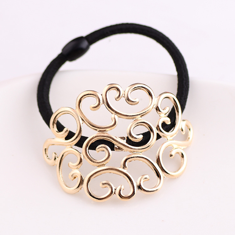 Fashion Alloy Hollow Pattern Hair Tie Gold - Shop at LoveMi