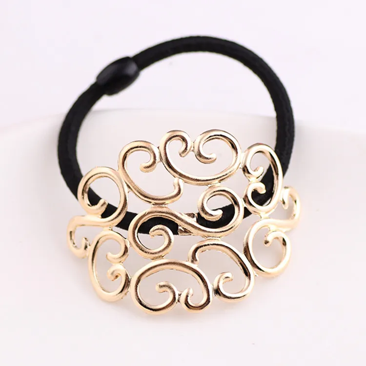 Fashion Alloy Hollow Pattern Hair Tie - Gold
