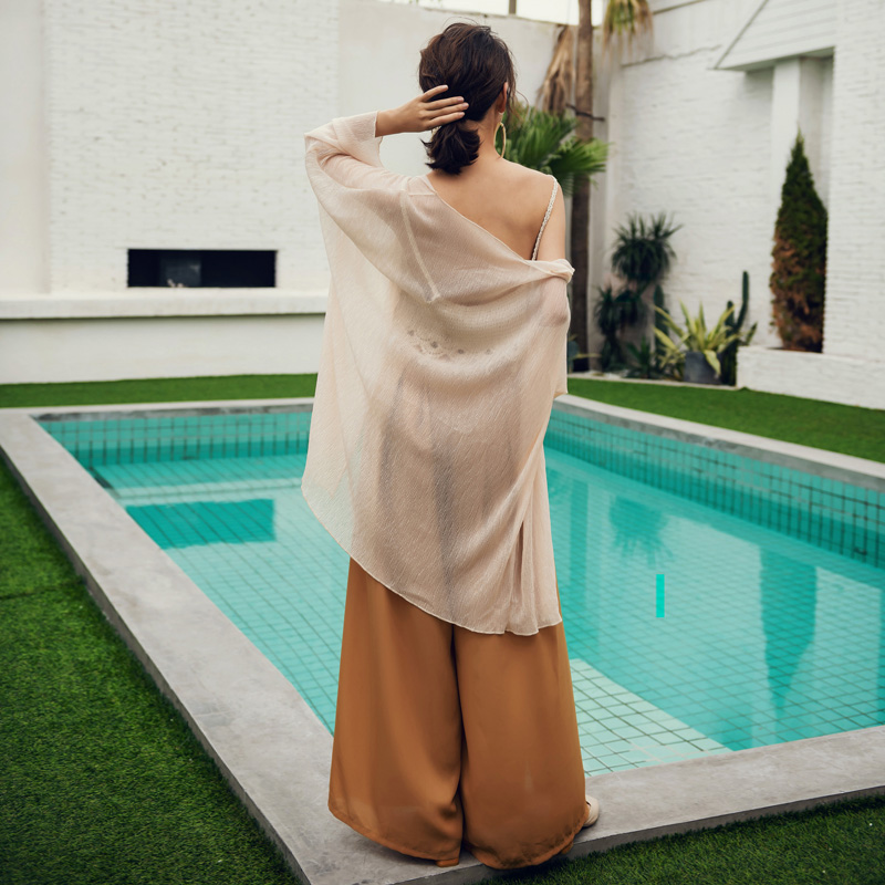 Women's White Sunscreen Thin Cardigan Loose See-through Outer Wear