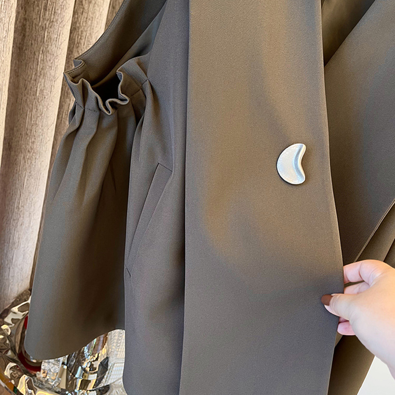 New Korean Version Design Sense Pea Buckle Loose Pleated Umbrella Type A-line Suit Vest Vest Women