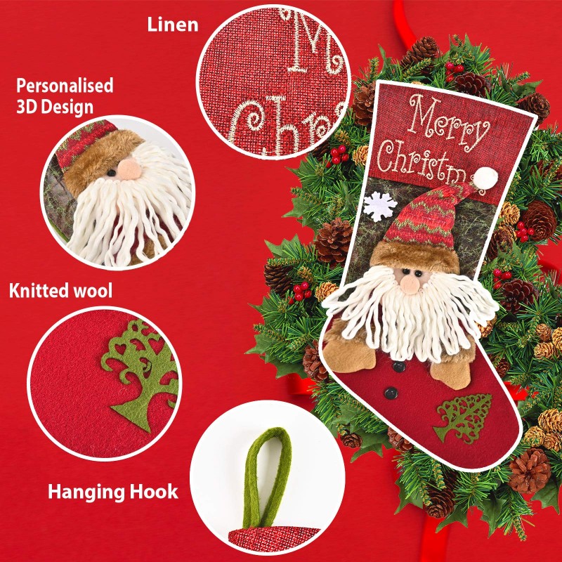 Large Christmas Stocking Set Of 3, Extra Big Festive Xmas Stockings For Family — image 6