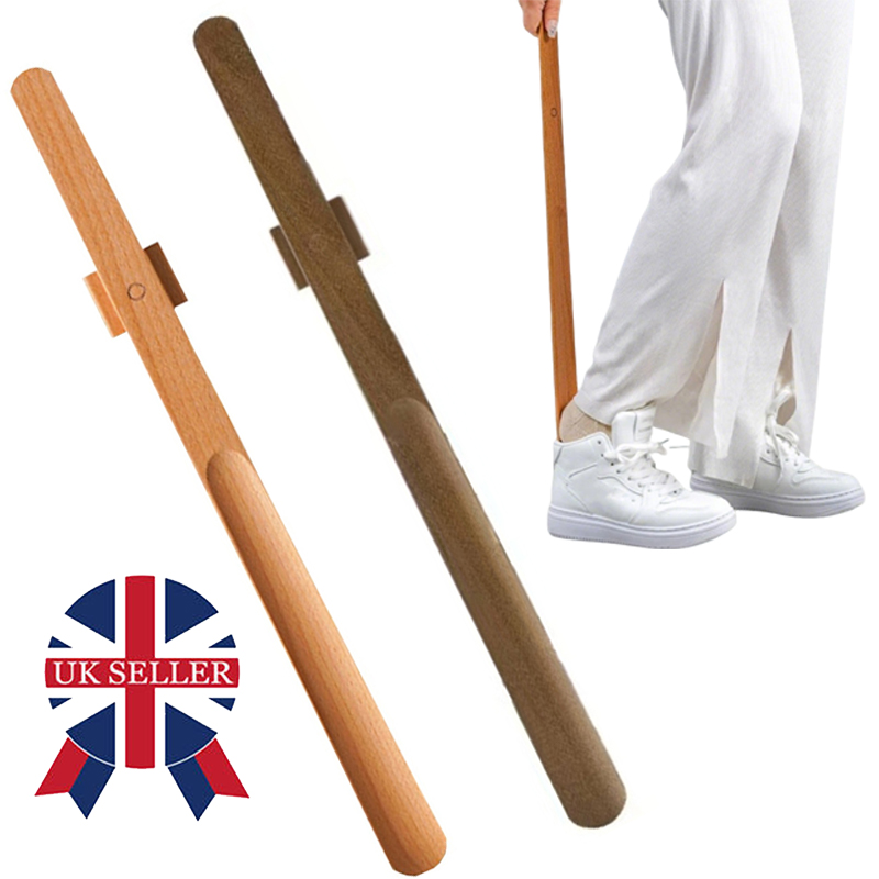 55cm Wooden Long Handle Magnetic Shoehorn For Easy Shoe Wearing — image 3