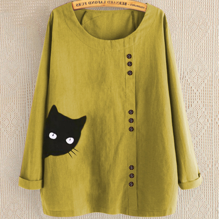 Title 1, Cotton And Linen Round Neck Cartoon Cute Printi...