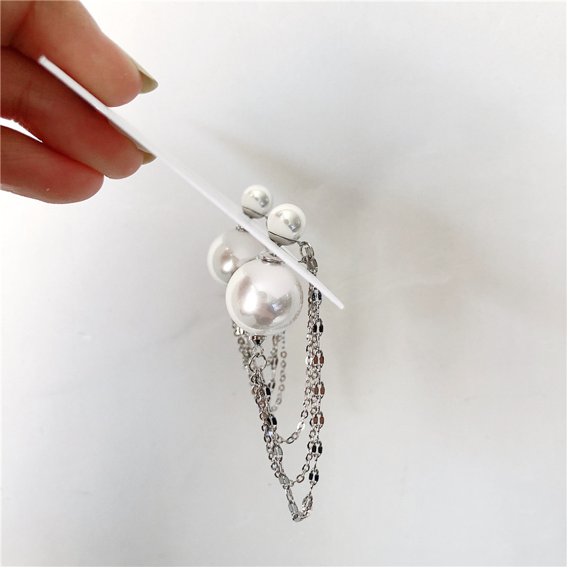 Net Red Design Sense Back Hanging Pearl Earrings