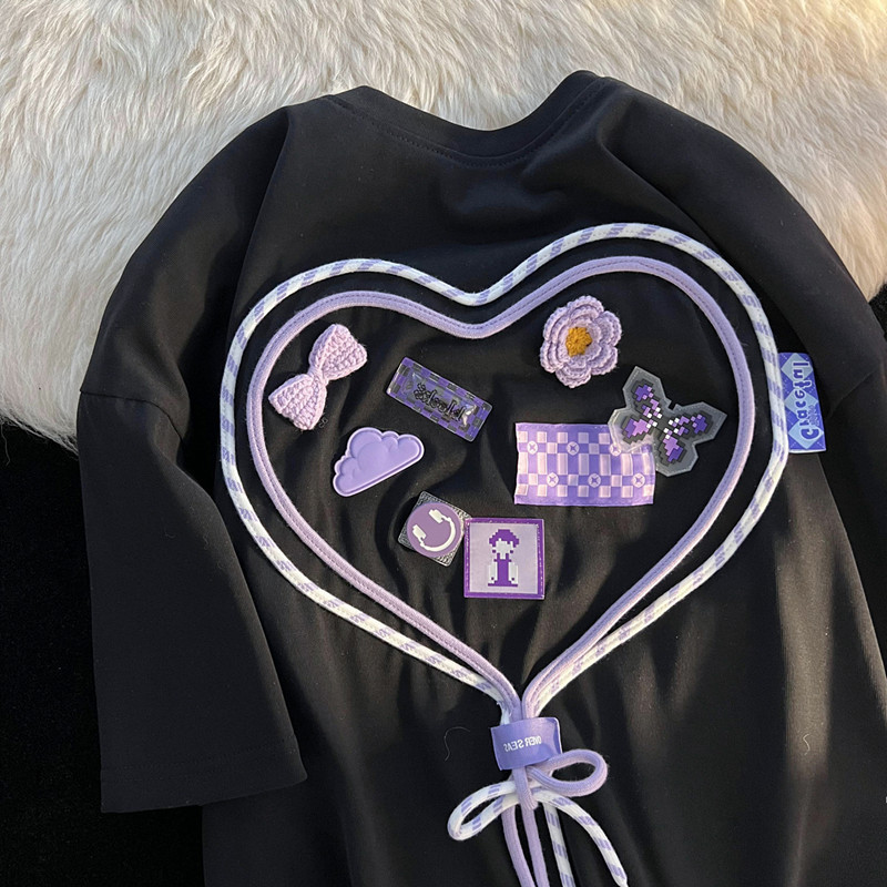 Women's Chic Heart Design Short Sleeve T-Shirt