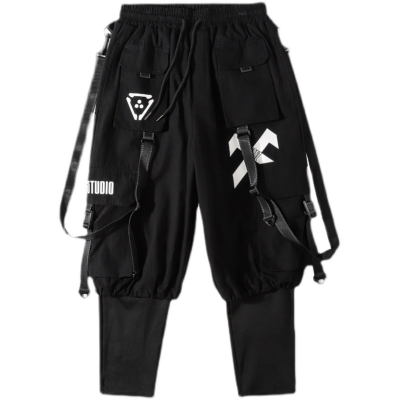 Fake Two-piece Pants Male Functional Wind High Street Trend Overalls