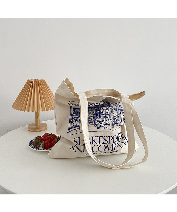 Shakespeare Bookstore Canvas Bag Blue Print