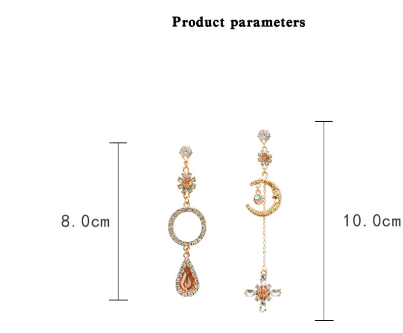 Asymmetrical Tassel Moon Earrings Long