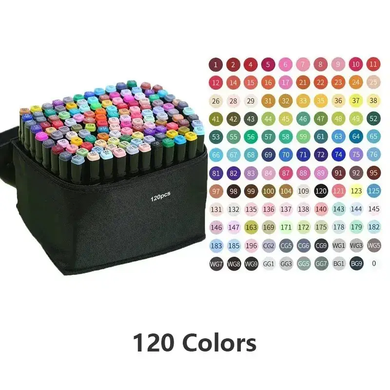 120 Colors Marker Pens Set Manga Brush Pen Student Drawing Sketch Kawaii Art School Supplies Stationery Paint Lettering Markers